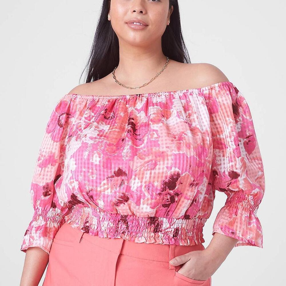 Pink floral off the shoulder